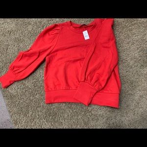 Loft Puffy Sleeve Red Sweatshirt